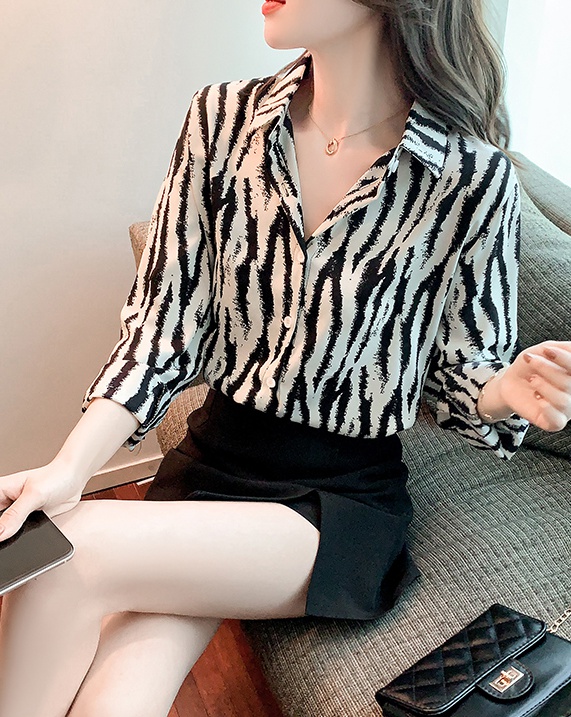 Printing loose tops spring all-match shirt for women