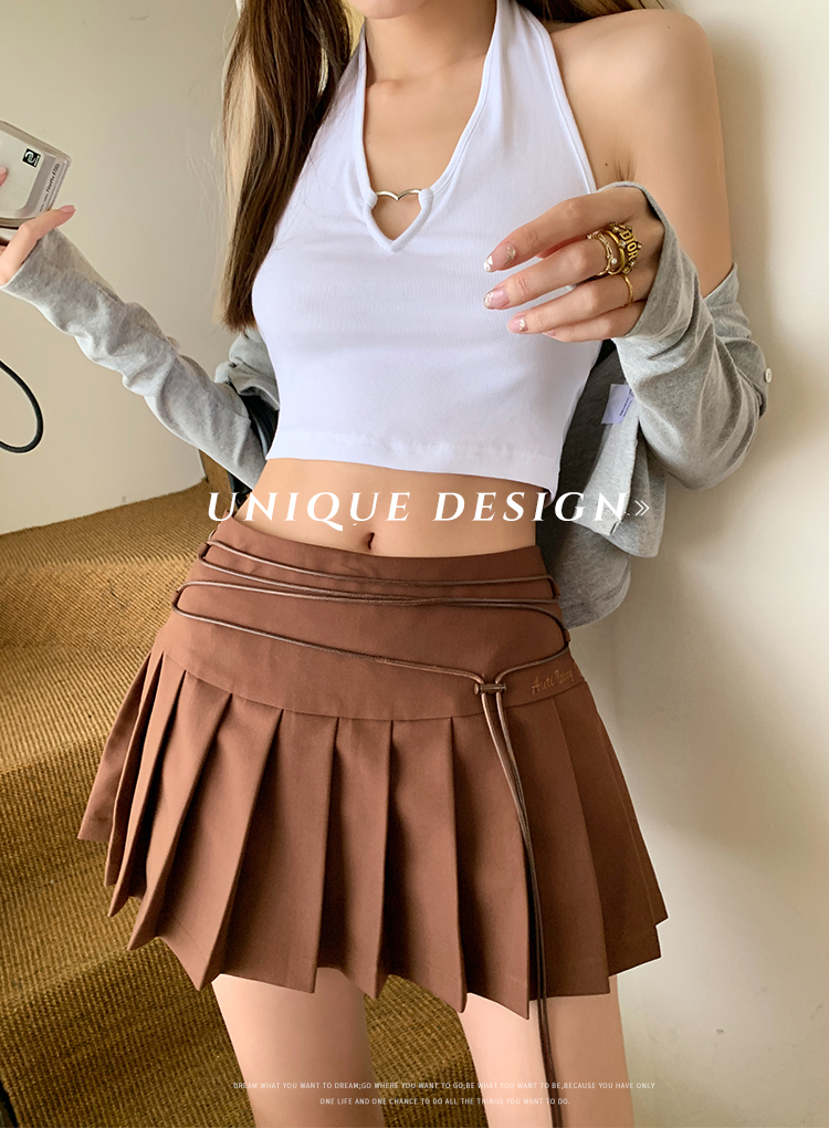 High waist khaki show high short skirt for women