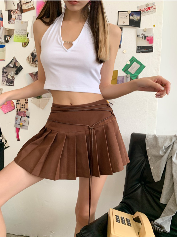 High waist khaki show high short skirt for women