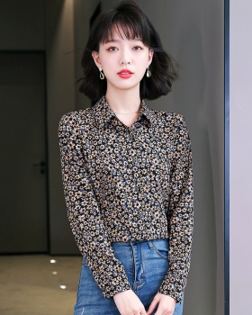 Satin spring shirt slim Korean style tops for women