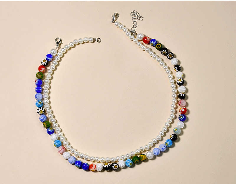 Flowers small beads clavicle necklace glaze collar for women