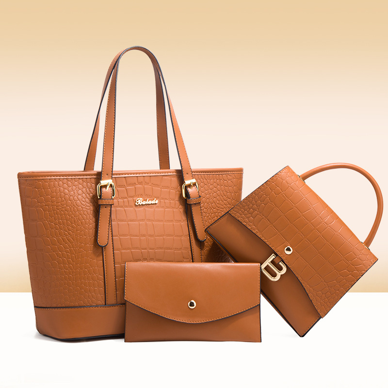 Crocodile handbag fashion composite bag 3pcs set for women