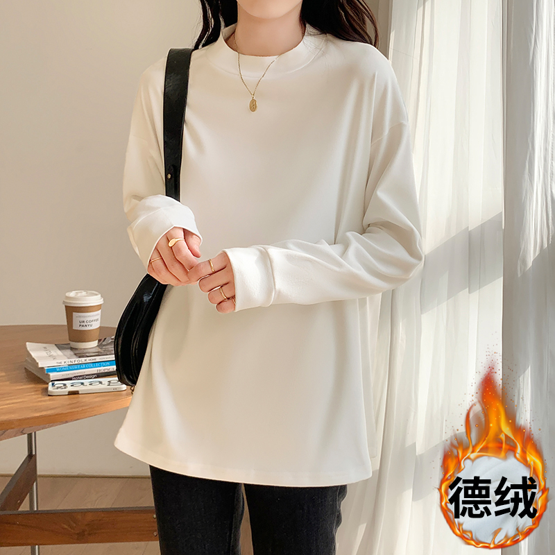 Sueding all-match T-shirt thick bottoming shirt for women
