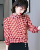 Printing chiffon shirt lantern sleeve tops for women