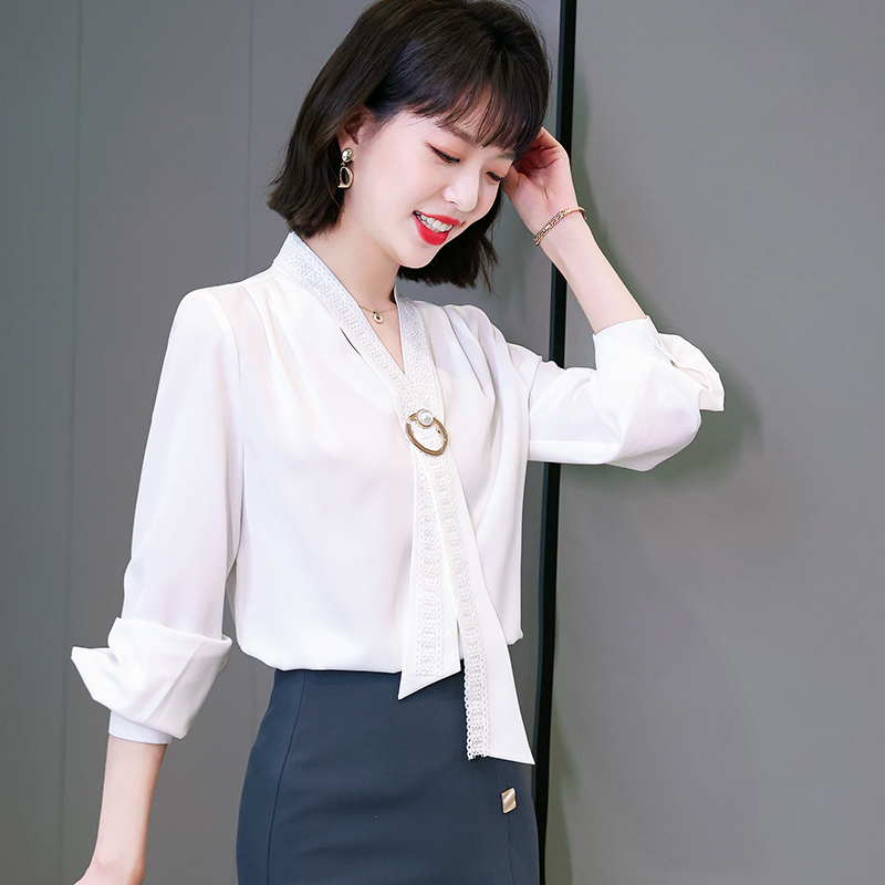 V-neck frenum shirt all-match business suit for women