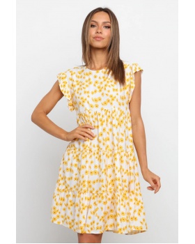 Loose short sleeve spring big skirt floral dress