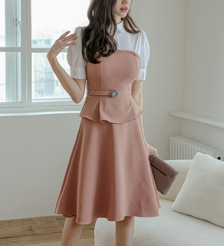 Pseudo-two Korean style temperament spring and summer dress