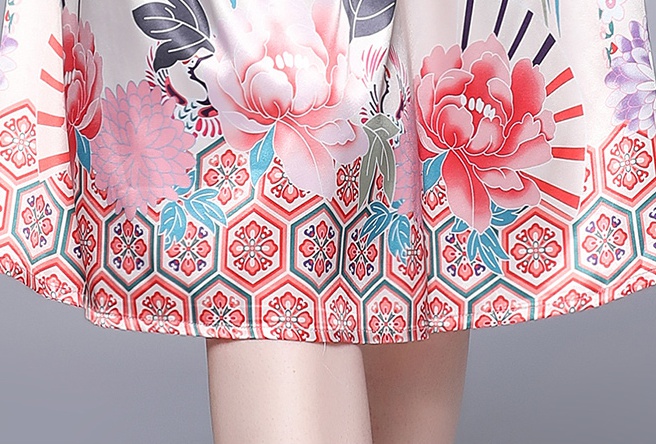 Printing colors fine spring gauze splice big skirt dress