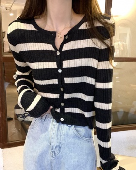 Spring outside the ride cardigan wool stripe sweater