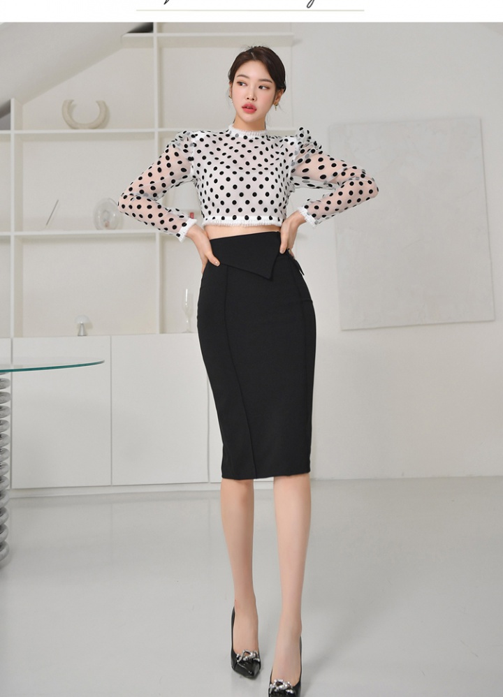 Spring sexy autumn tops fashion polka dot skirt 2pcs set