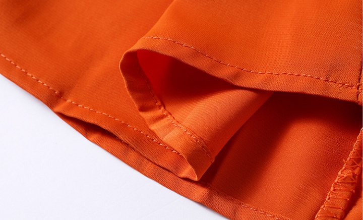 Splice orange refreshing skirt white autumn shirt 2pcs set