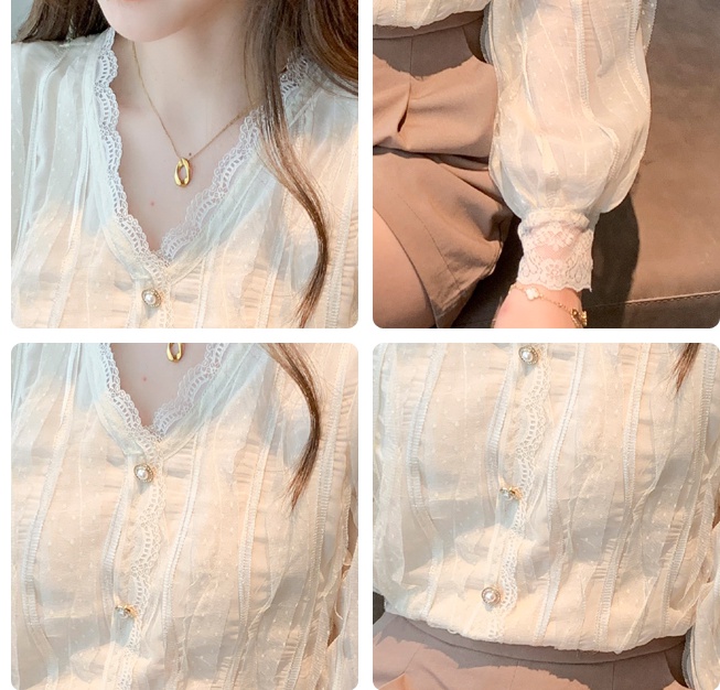 Korean style bottoming tops spring V-neck shirt for women