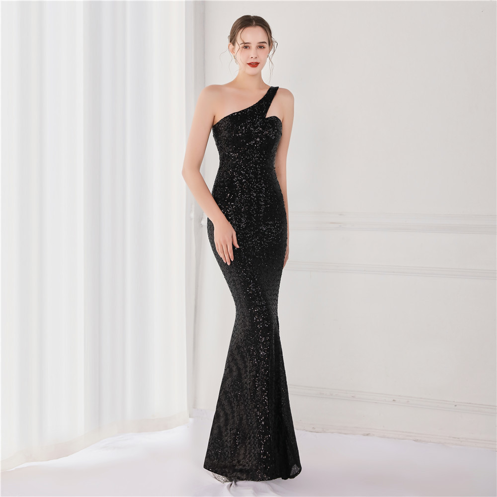 Ladies sequins sexy formal dress party host long evening dress