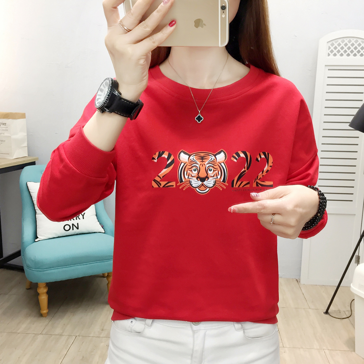 Large yard red tops loose T-shirt for women