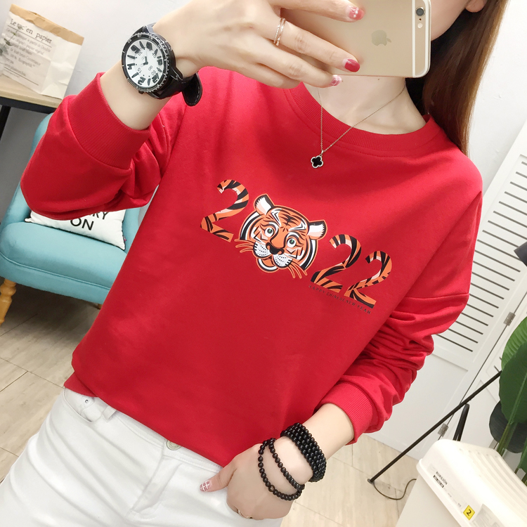 Large yard red tops loose T-shirt for women