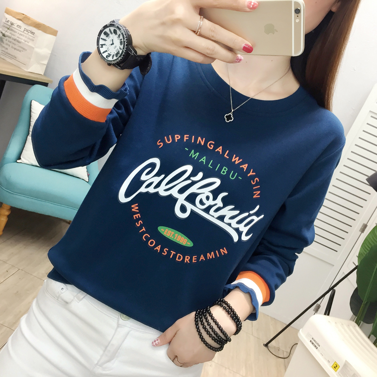 Letters large yard hoodie round neck T-shirt for women