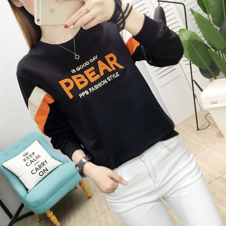 Korean style round neck Casual tops loose all-match hoodie