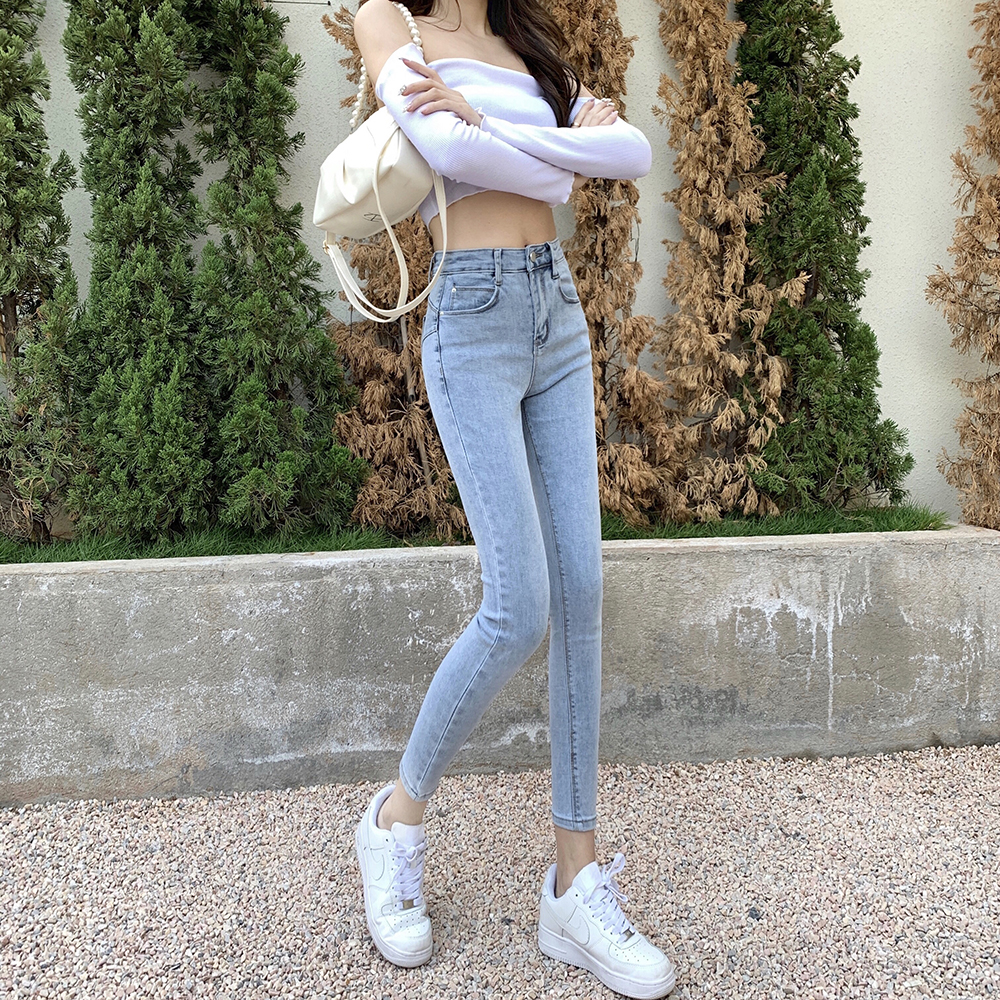 Tight spring peach pencil pants sexy slim jeans for women