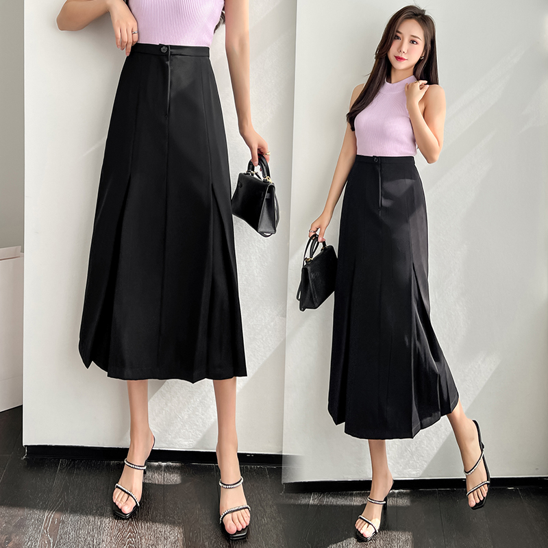 High waist straight skirt drape long skirt