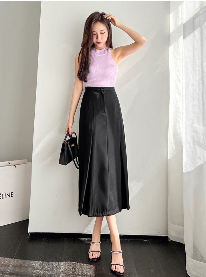 High waist straight skirt drape long skirt