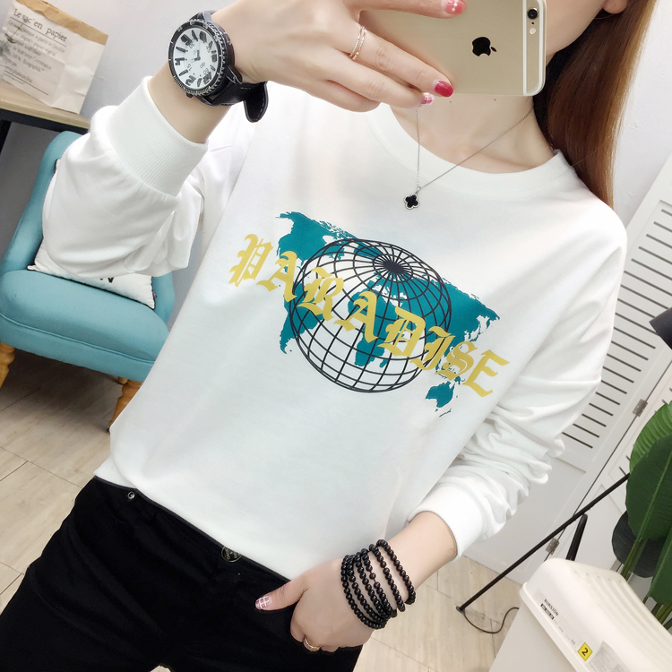 Thin pullover loose hoodie printing long sleeve tops for women