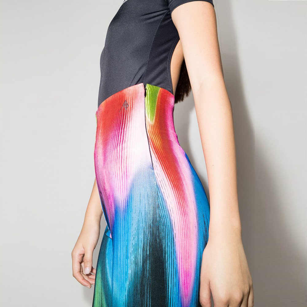 Fashion printing elasticity gradient T-shirt 2pcs set