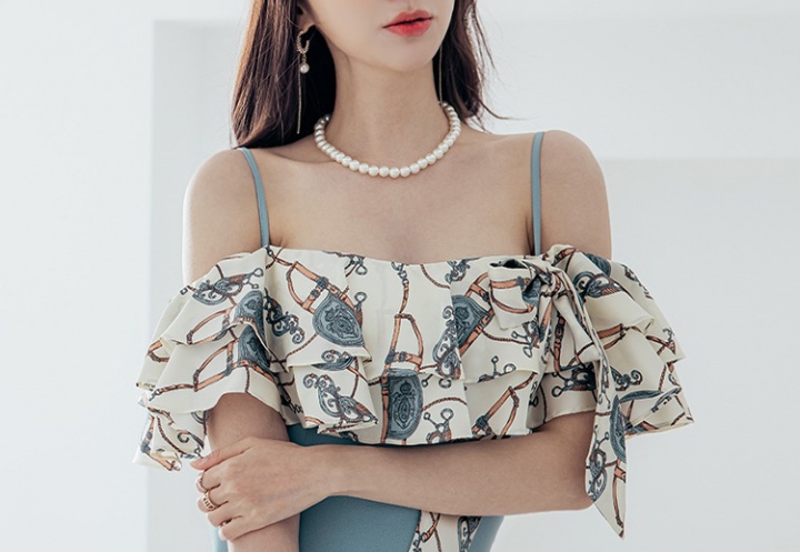 Sexy Korean style slim printing sling light dress