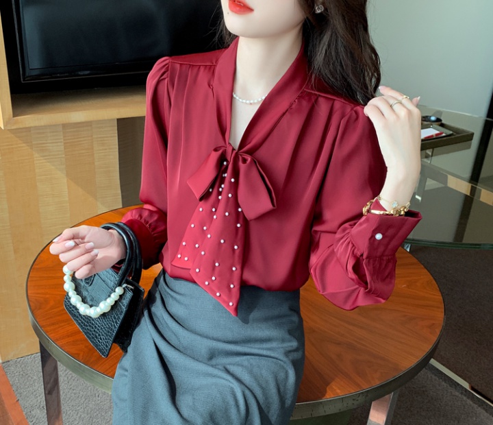 Beading Korean style tops frenum temperament shirt