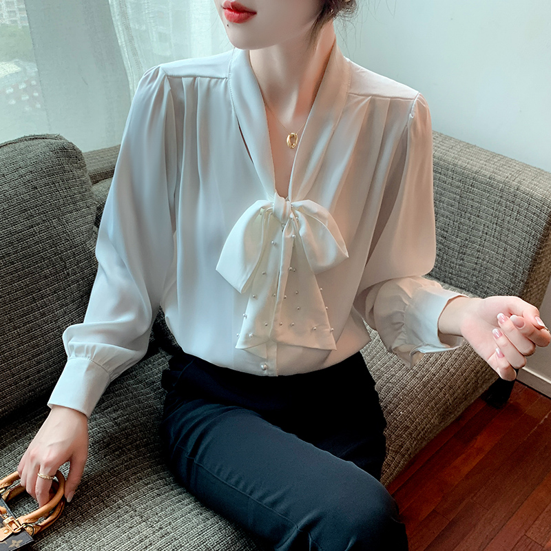 Beading Korean style tops frenum temperament shirt