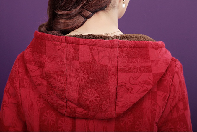 Winter jacquard windbreaker thermal coat for women