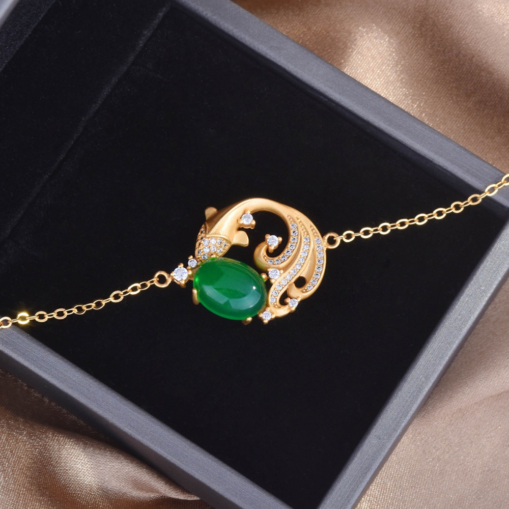 Fully-jewelled gold jade personality bracelets for women