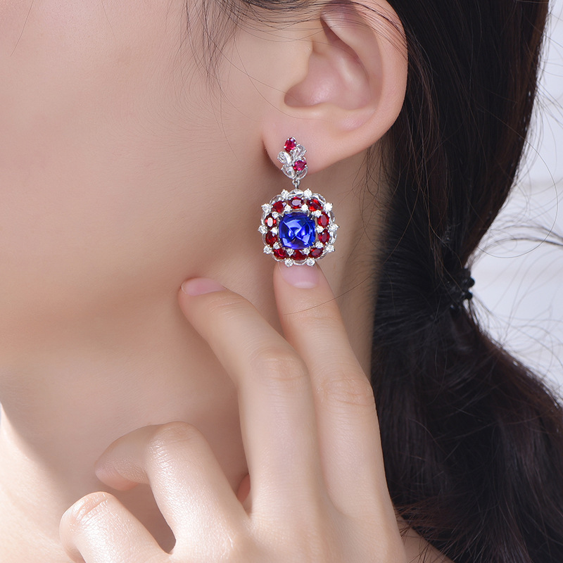 Imitation of natural gem ear-drop sweet stud earrings