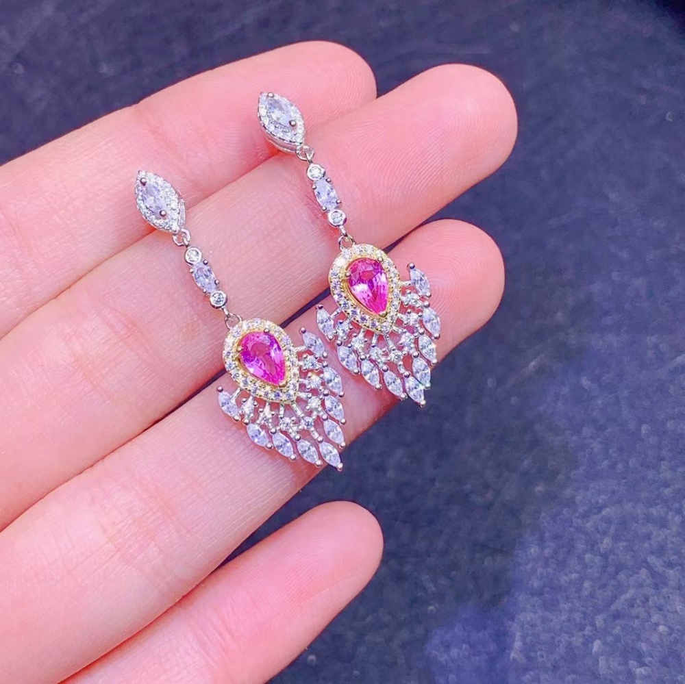 Pink stud earrings ear-drop for women