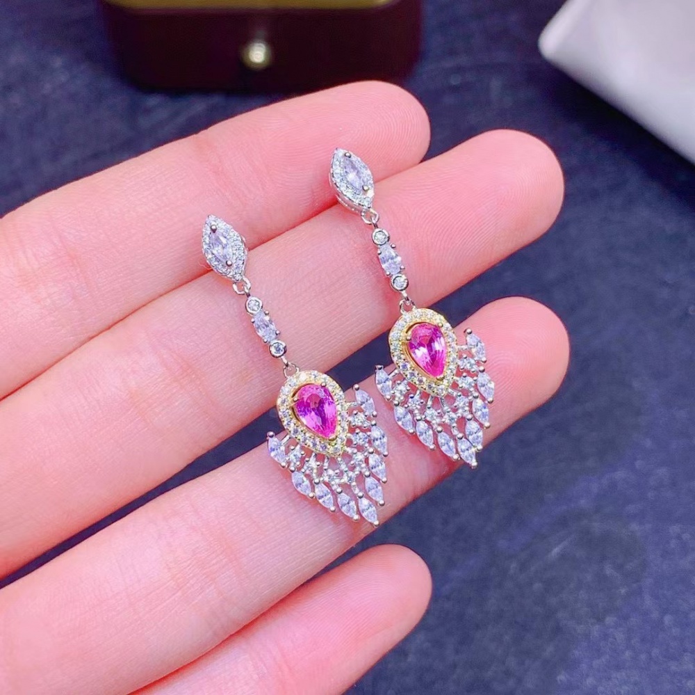 Pink stud earrings ear-drop for women