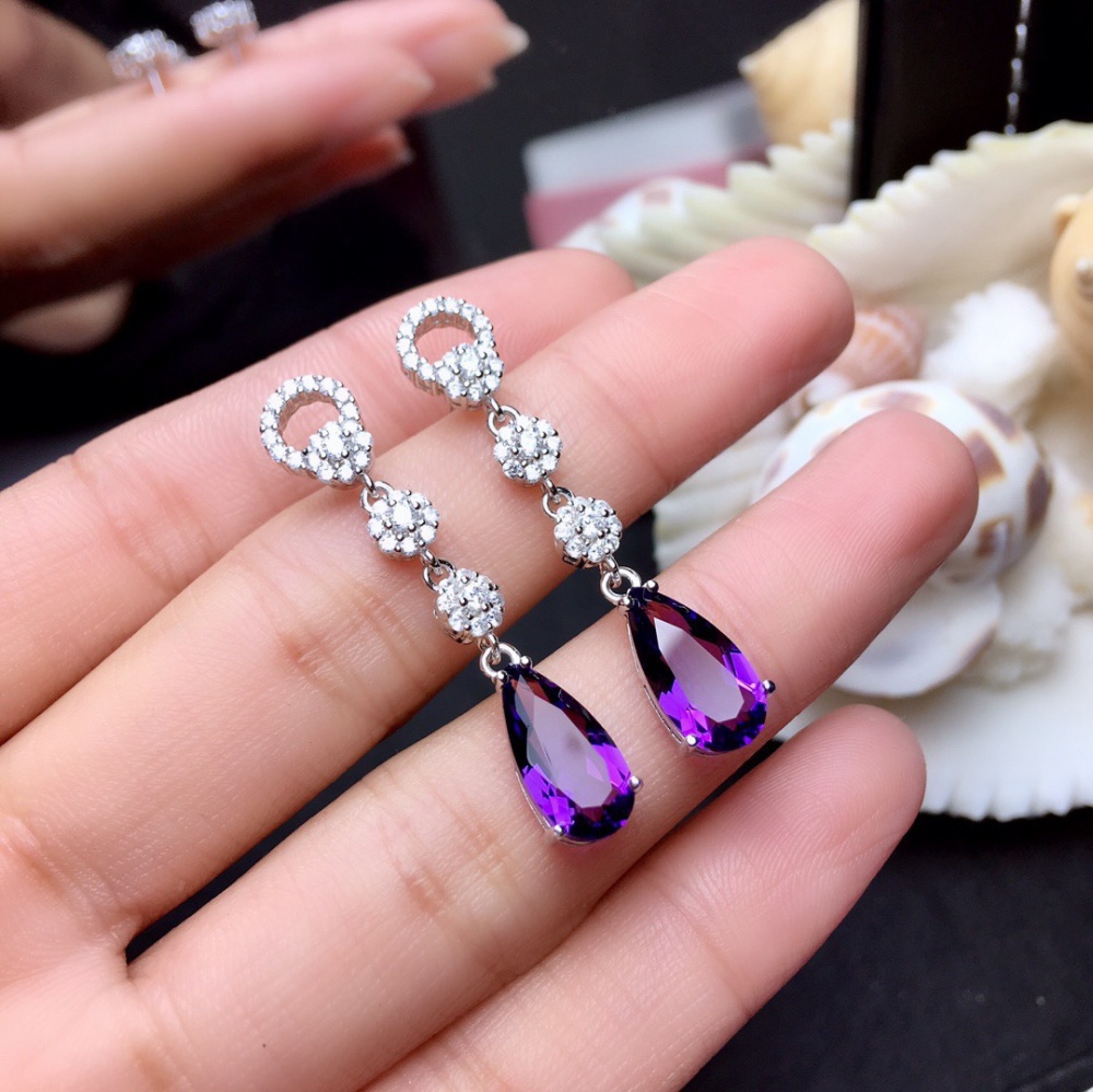 Crystal ear-drop inlay fully-jewelled stud earrings
