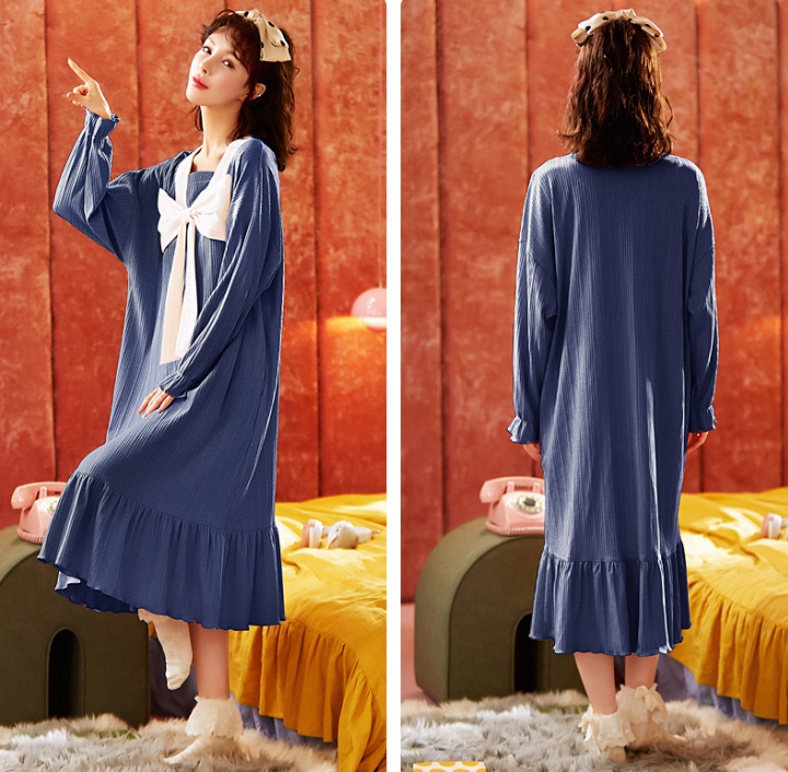 Pure cotton night dress loose long skirt for women