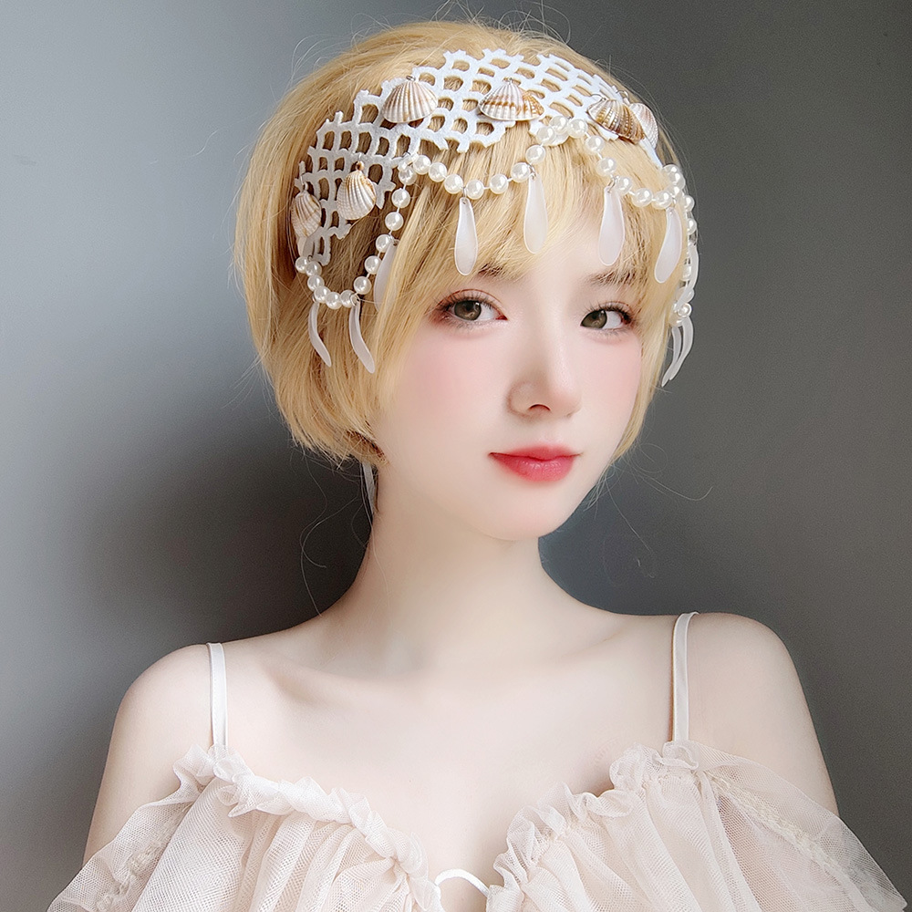 Travel mermaid shell hair accessories sandy beach streamer headband