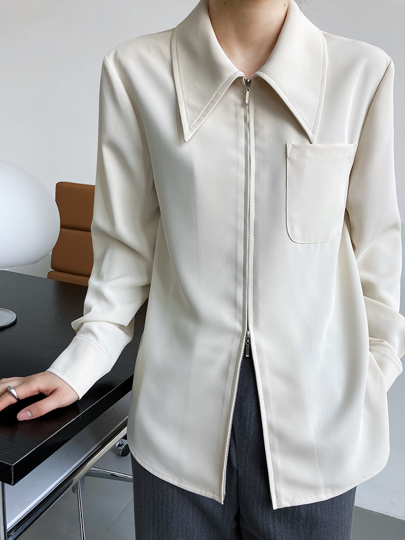 Long sleeve temperament zip shirt for women