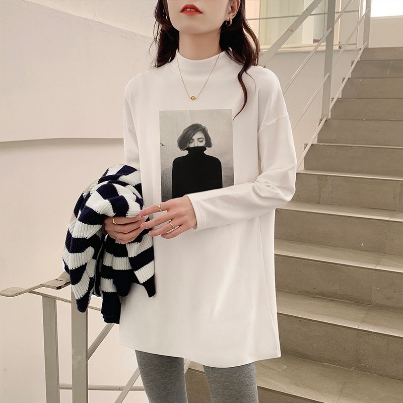Half high collar thick bottoming shirt sueding tops for women