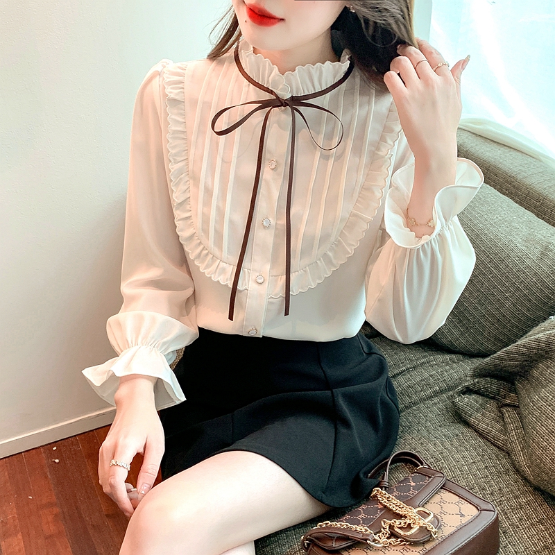 Loose spring tops Korean style chiffon shirt for women