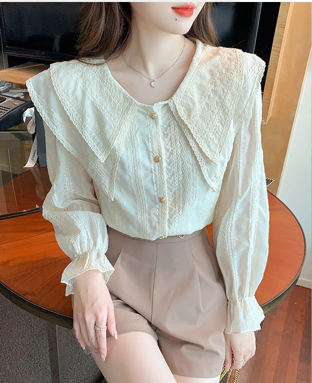 Korean style lace tops tender spring shirt for women