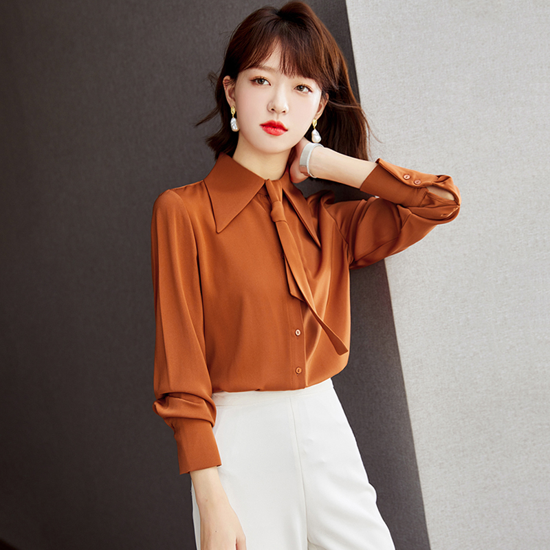 Pointed collar tops spring shirt for women