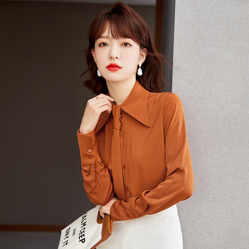 Pointed collar tops spring shirt for women