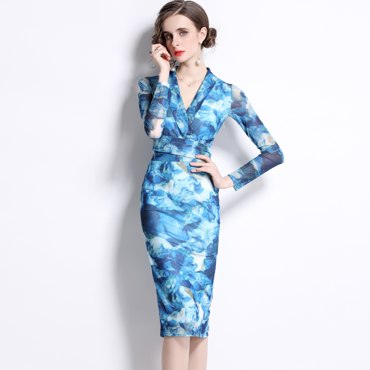 Package hip printing autumn and winter dress
