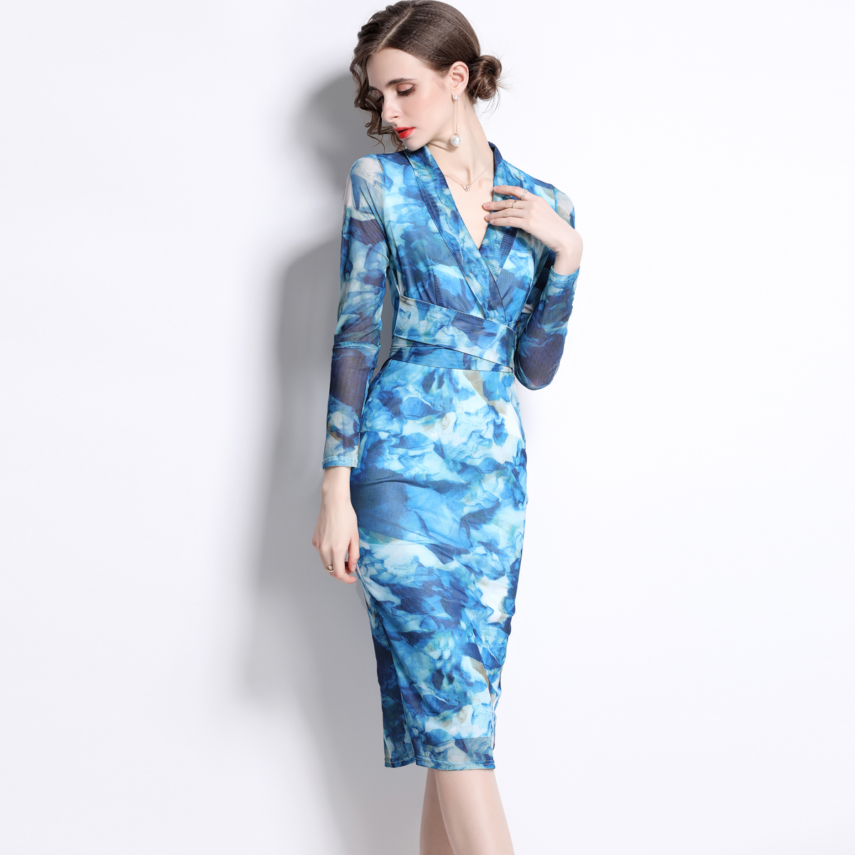 Package hip printing autumn and winter dress