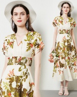Light printing long dress spring and summer dress