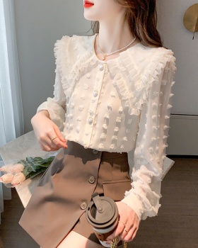 Spring all-match shirt Korean style large collar tops