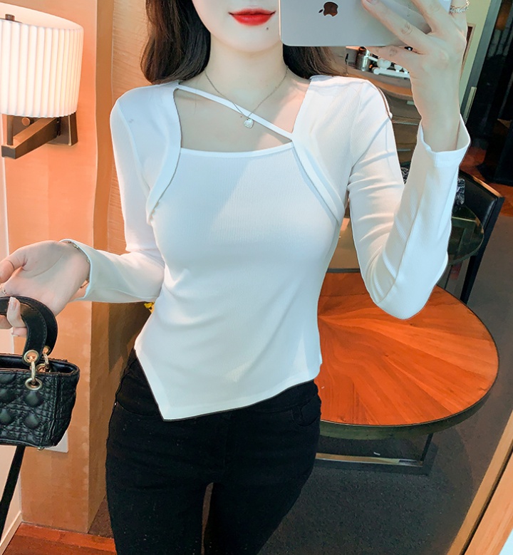 White Western style T-shirt shoulder pads tops for women