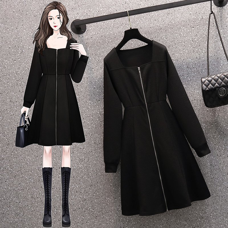 Square collar loose hoodie spring dress for women