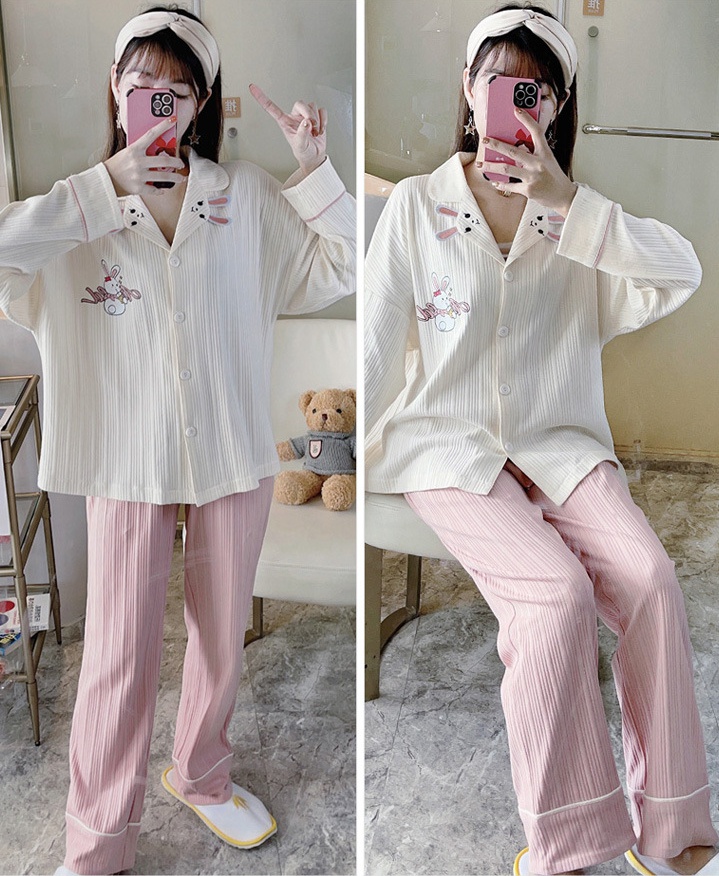 Korean style pajamas sweet cardigan 2pcs set for women